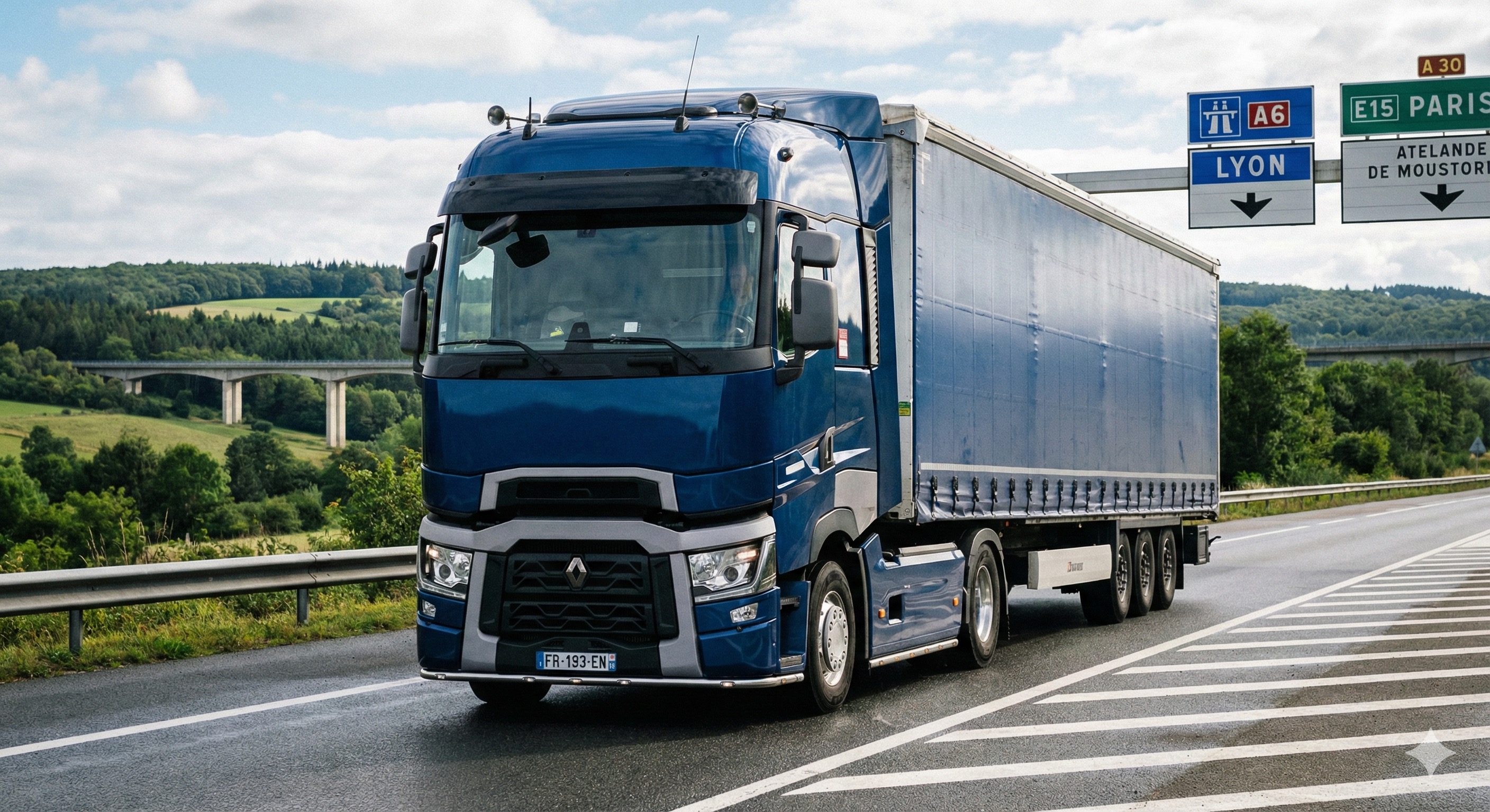 Renault T-series Euro 6 truck on European highway